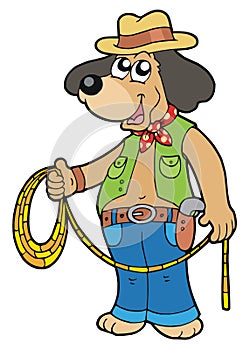 Cowboy dog with lasso