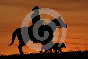 Cowboy and Dog Silhouette