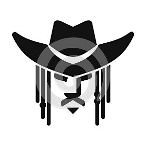 Cowboy dreadlock black white vector logo