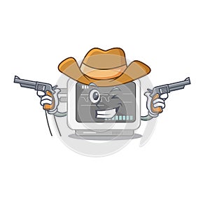 Cowboy ecg machine cartoon with the character