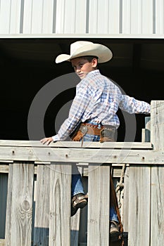 Cowboy on fence