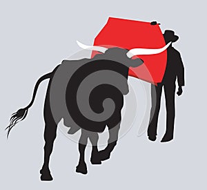 Cowboy Fighting with Bull