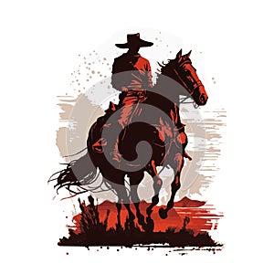 Cowboy figure silhouette on horse scene vector illustration design