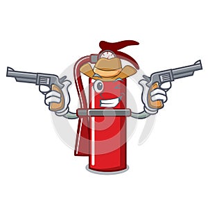 Cowboy fire extinguisher character cartoon