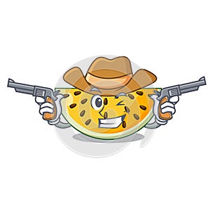 Cowboy fresh yellow watermelon on character cartoon