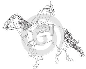 Cowboy, galloping on horseback with a revolver