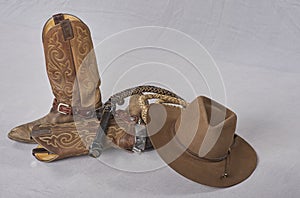 Cowboy Gear boots, hat, spurs, whip photo