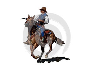 Cowboy with gun demonstrating mounted shooting clipart