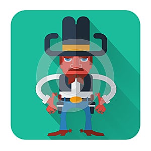 Cowboy with guns.Vector flat style icon