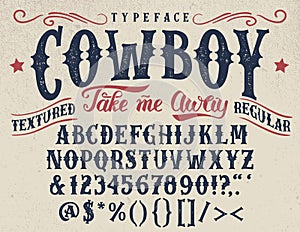 Cowboy handcrafted retro textured typeface