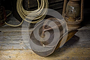 Cowboy hat in the barn