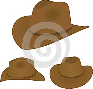 Cowboy hat, front back and side view