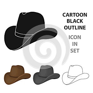 Cowboy hat icon in cartoon style isolated on white background. Rodeo symbol stock vector illustration.