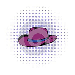 Cowboy hat icon, comics style