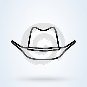 Cowboy hat line art icon isolated on white background. Vector illustration