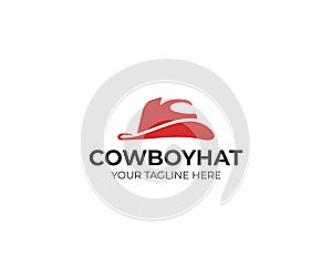 Cowboy hat logo template. Wild west clothes vector design