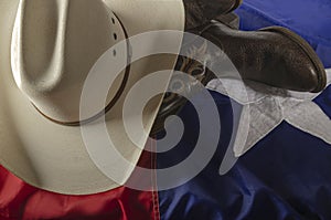 Cowboy hat and Texas flag