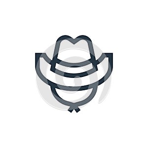 cowboy hat vector icon isolated on white background. Outline, thin line cowboy hat icon for website design and mobile, app