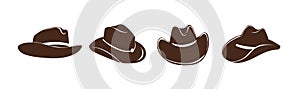 Cowboy hats set. Western retro headdress of american rancher