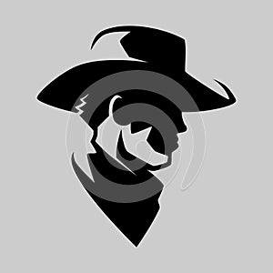 Cowboy head symbol on gray backdrop