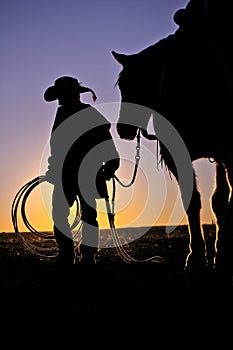 Cowboy & His Horse Silhouette