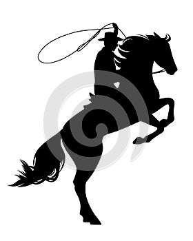 Cowboy horse rider black silhouette design