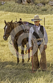 Cowboy with Horse photo