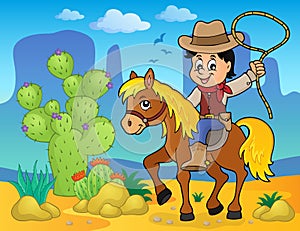 Cowboy on horse theme image 2