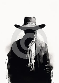 Cowboy Illustration Poster Art. Generative Ai