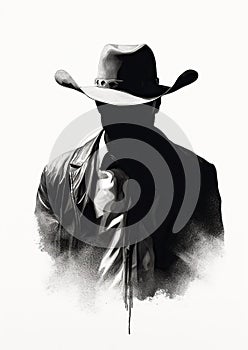 Cowboy Illustration Poster Art. Generative Ai