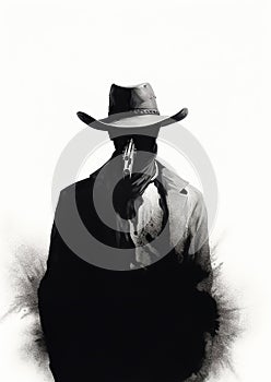 Cowboy Illustration Poster Art. Generative Ai