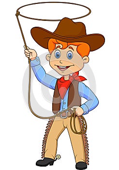 Cowboy kid cartoon twirling a lasso