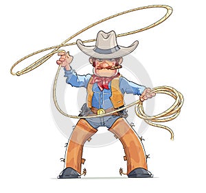 Cowboy with lasso. American Western character