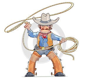 Cowboy with lasso. American Western character photo