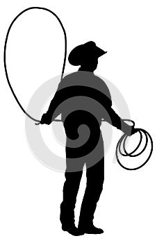 Cowboy with lasso rope silhouette