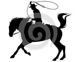 Cowboy with lasso vector