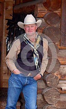 Cowboy Leaning Against Building - Front