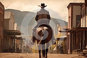 Cowboy man horse wild west. Generate Ai