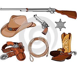 Cowboy objects set photo