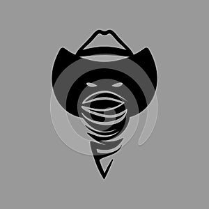 Cowboy outlaw head symbol on gray backdrop