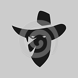 Cowboy outlaw symbol on gray backdrop