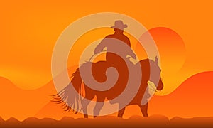 Cowboy over sunset