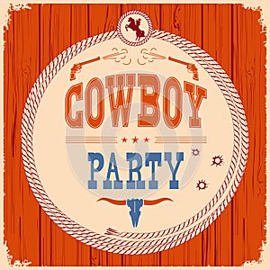 Cowboy party western card background with guns