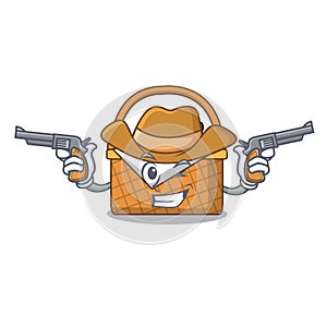 Cowboy picnic basket character cartoon