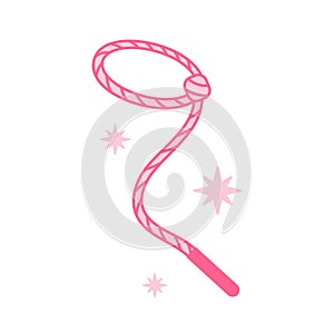 Cowboy Pink core rope, lasso. Cowboy western and wild west theme concept. Hand drawn vector illustration. Pink knout photo