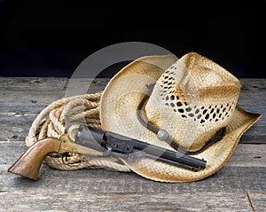 Cowboy Pistol and Hat.