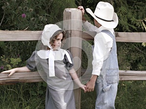 Cowboy and prairie girl photo