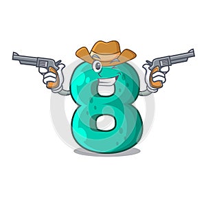 Cowboy raster version cartoon shaped Number Eight