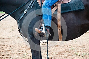 A cowboy - rider on on the horse. Victoria, Australia