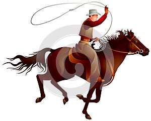 Cowboy rider throwing lasso